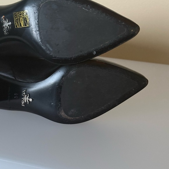 Prada Black Leather Heeled Boots - Picture 8 of 10